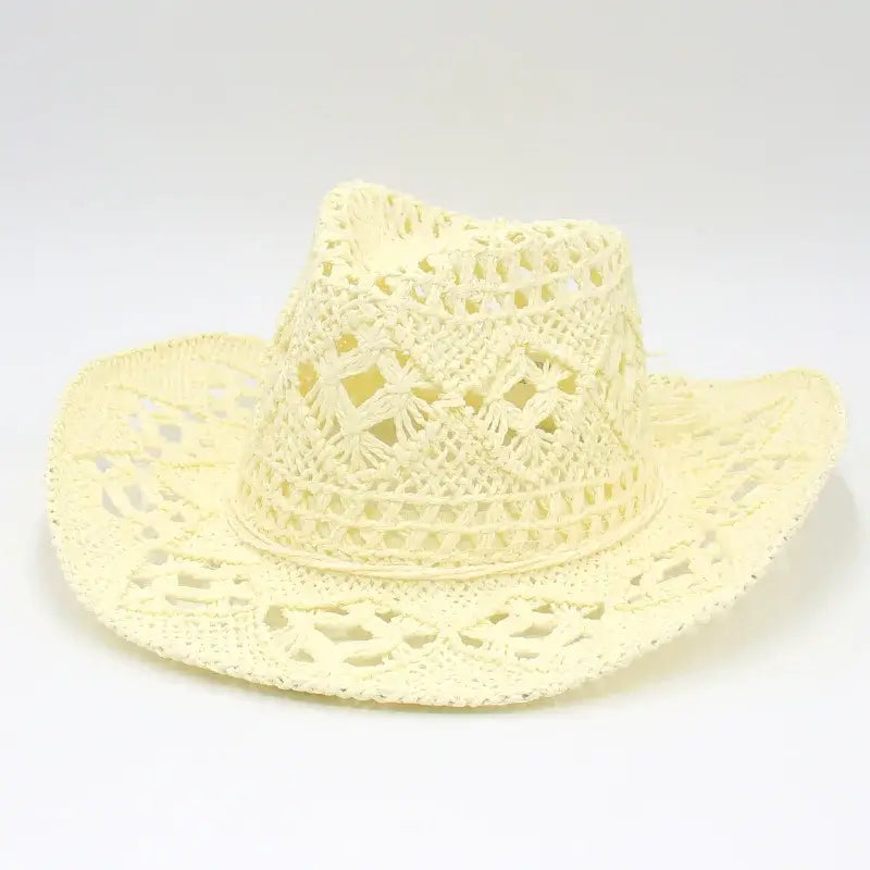 Straw Hat for Women Men Summer Handmade Classic Vintage Hollow Out Western Curled Wide Brim Sun Hat Fishing Hat Climbing Cap