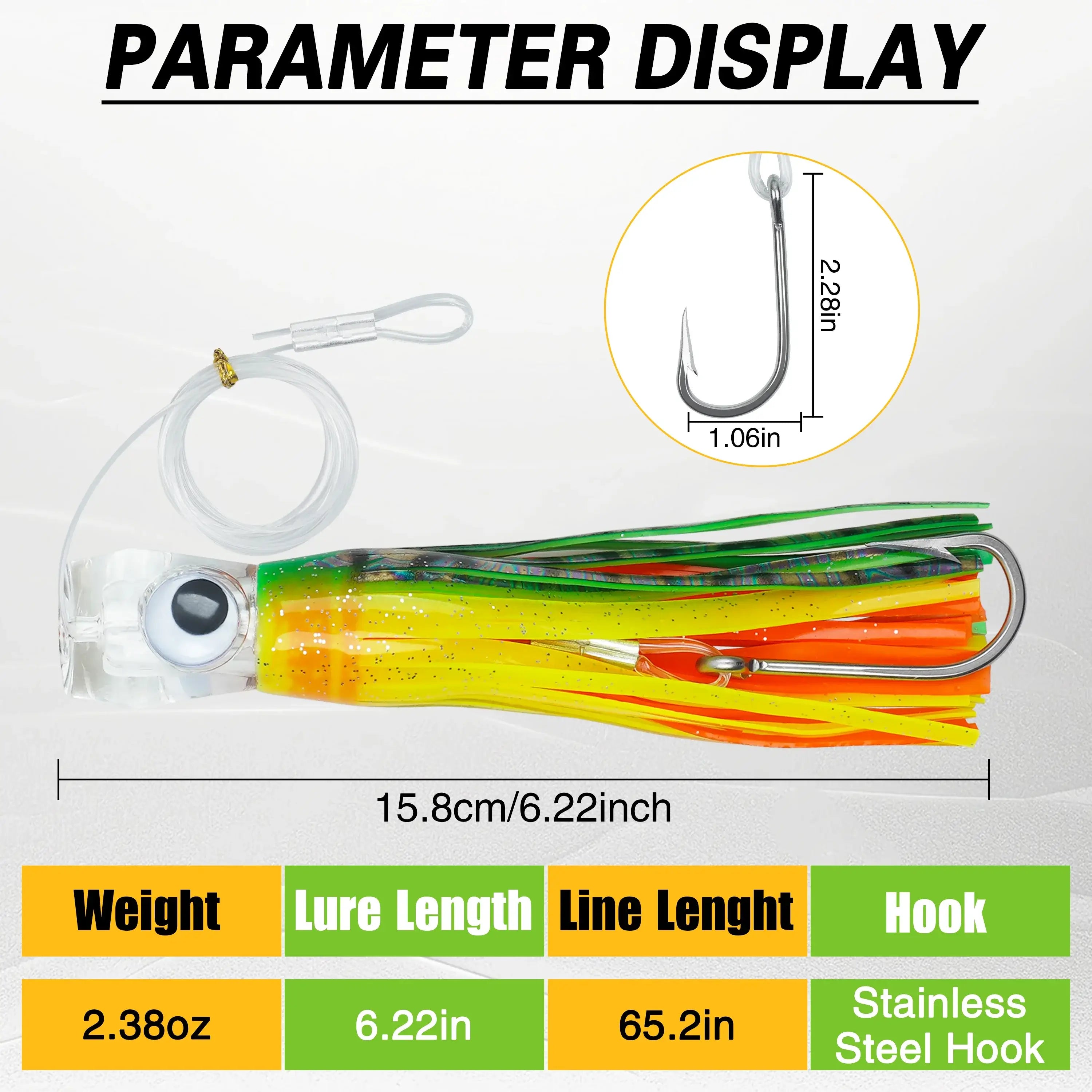 5pcs Trolling Skirt Tuna Lures Fishing Saltwater Lures for Mahi Marlin Shark Wahoo with Rigged Hooks Big Game Fishing Lures