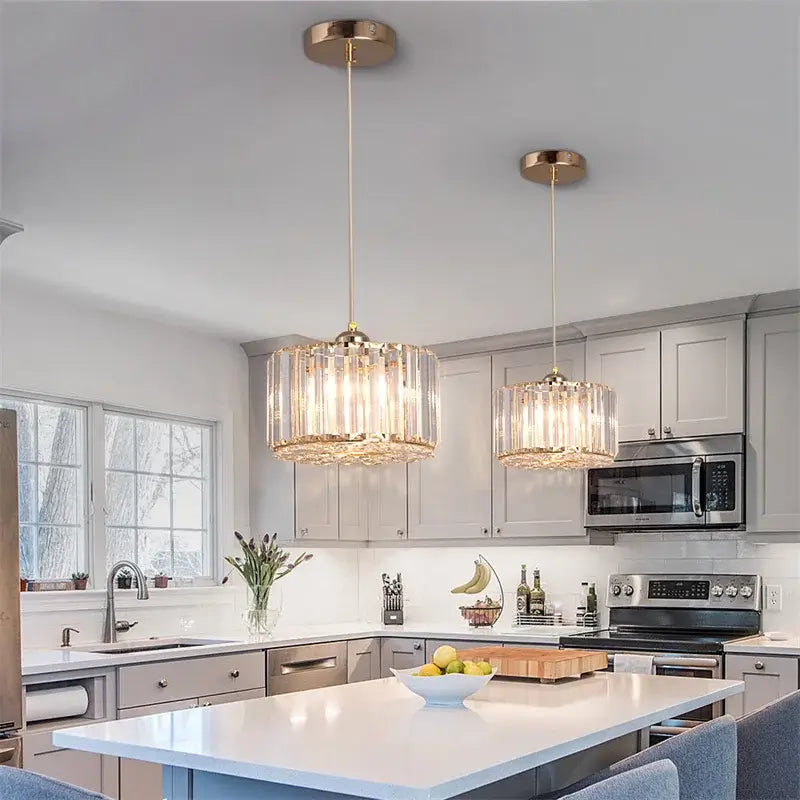 GreeLustr Modern Crystal Pendant Light, Black or Gold