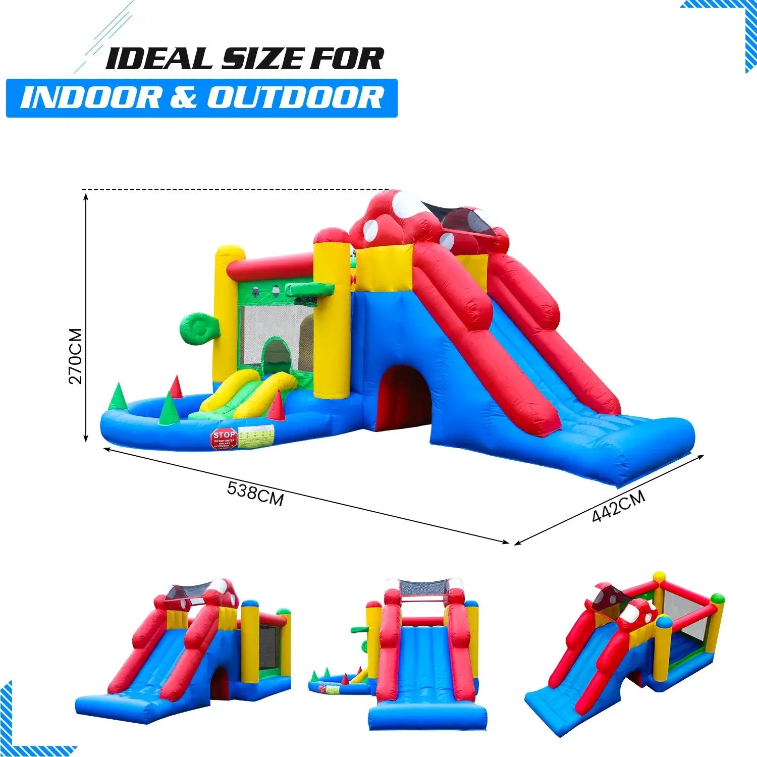 KING Inflatable PVC Double Water Sildes Ball Pool for Children Jungle Gym Inflatable Water Play Equipment With 1100W Air Blower