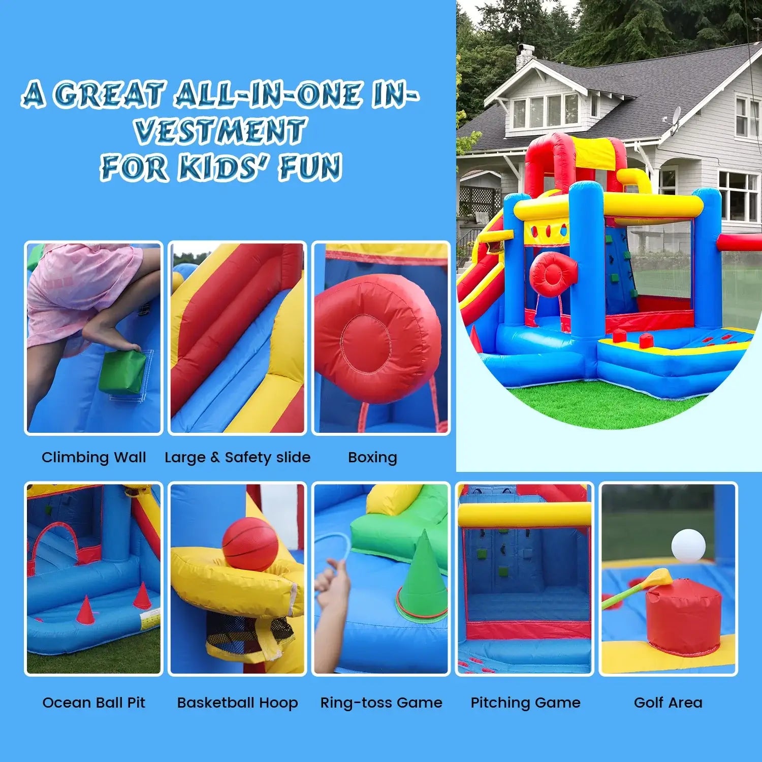 KING Inflatable PVC Double Water Sildes Ball Pool for Children Jungle Gym Inflatable Water Play Equipment With 1100W Air Blower