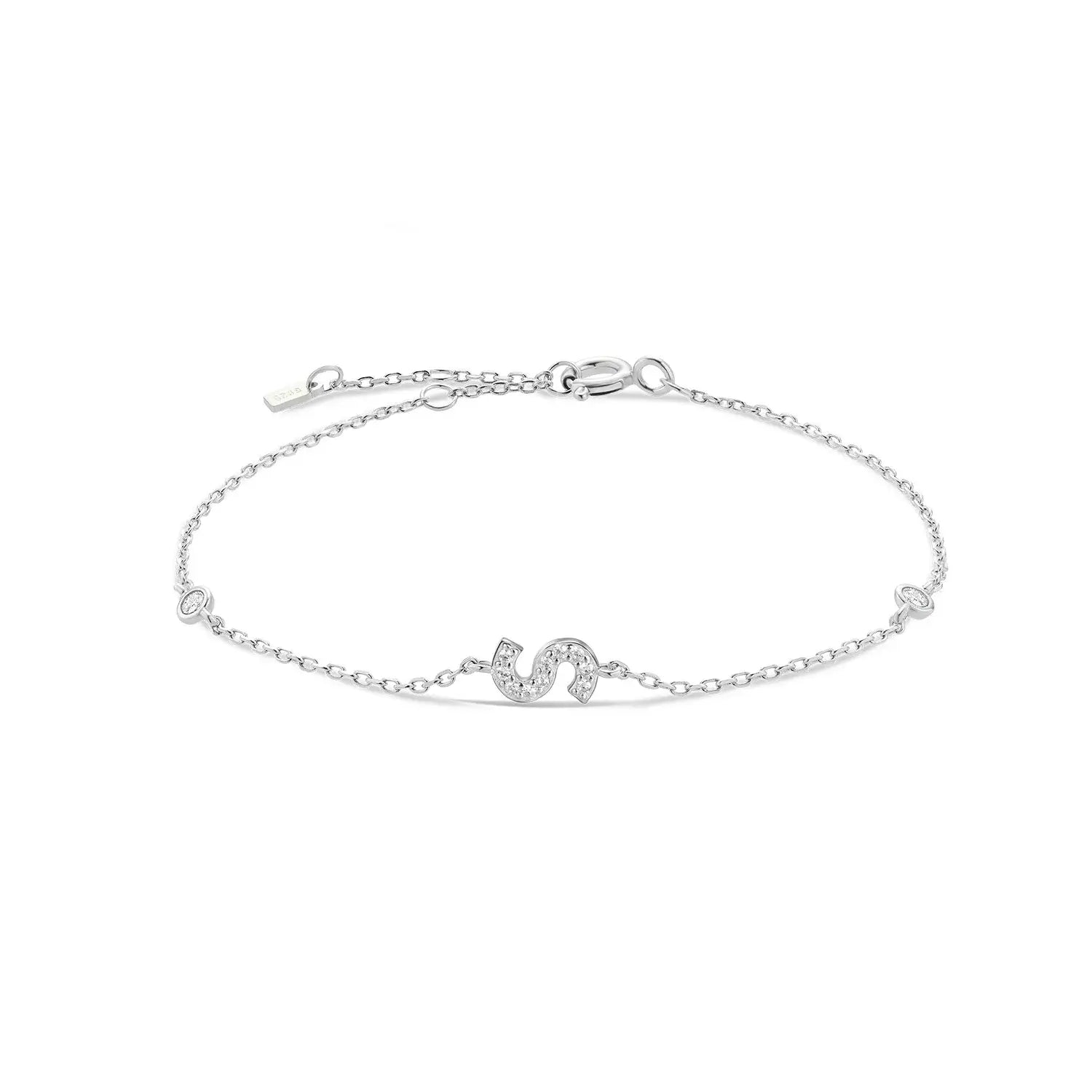 925 Sterling Silver Initial 26 Letters Alphabet Monogram Gold Name Bracelet Crystal CZ Zircon 2021 Fashionable Jewelry