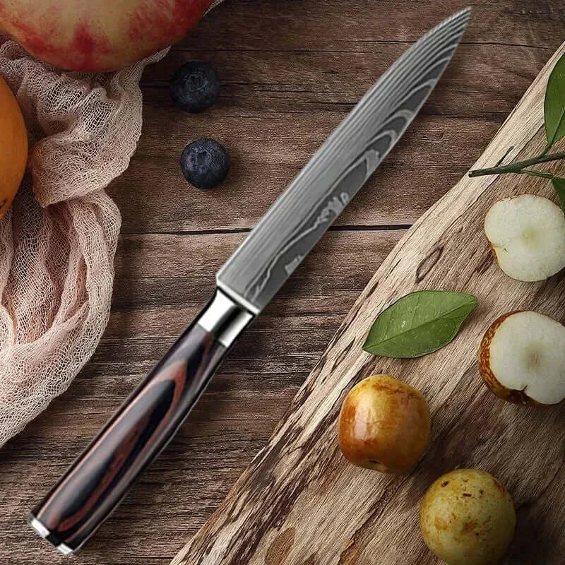 Stainless Steel Kitchen Knives with Wooden Handles