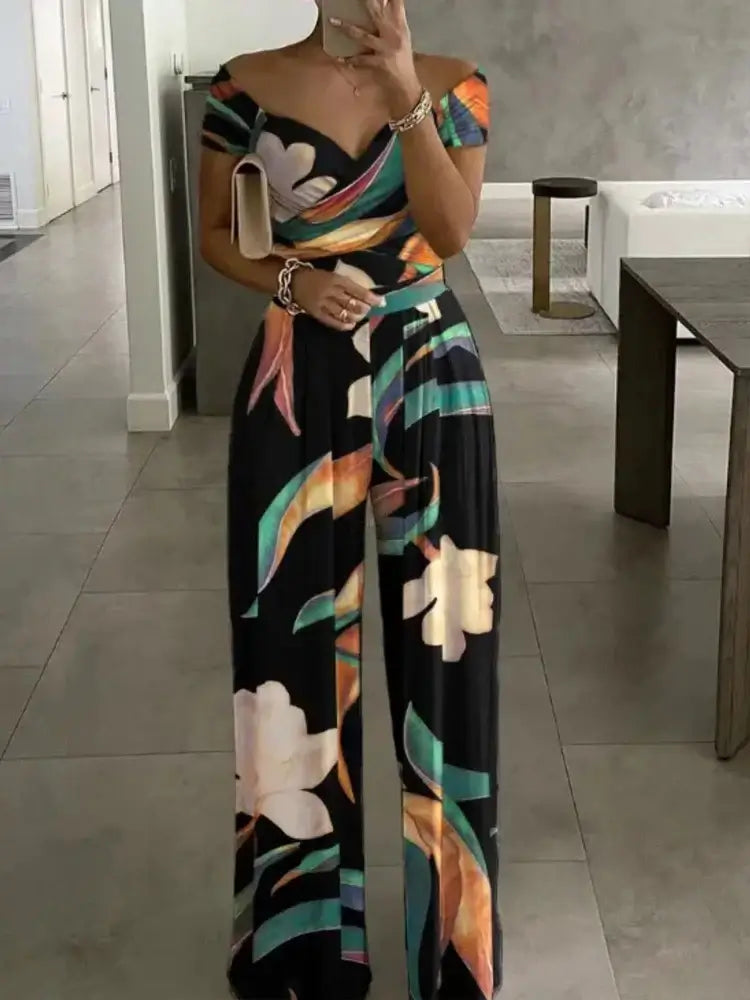 Floral Print Jumpsuit Women Y2K Summer Party Overalls