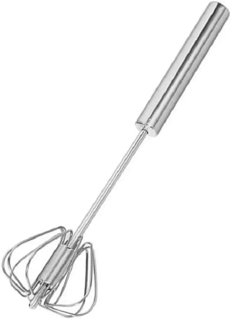 1pcs Stainless Steel Semi-Automatic Whisk, Stainless Steel Egg Whisk Hand Push Rotary Blender, Versatile Hand Push Mixer Stirrer Tool