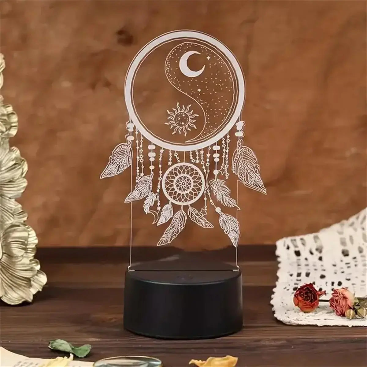 1pc Dream catcher 3D Night Light, 3D Optical Illusion Lamp With