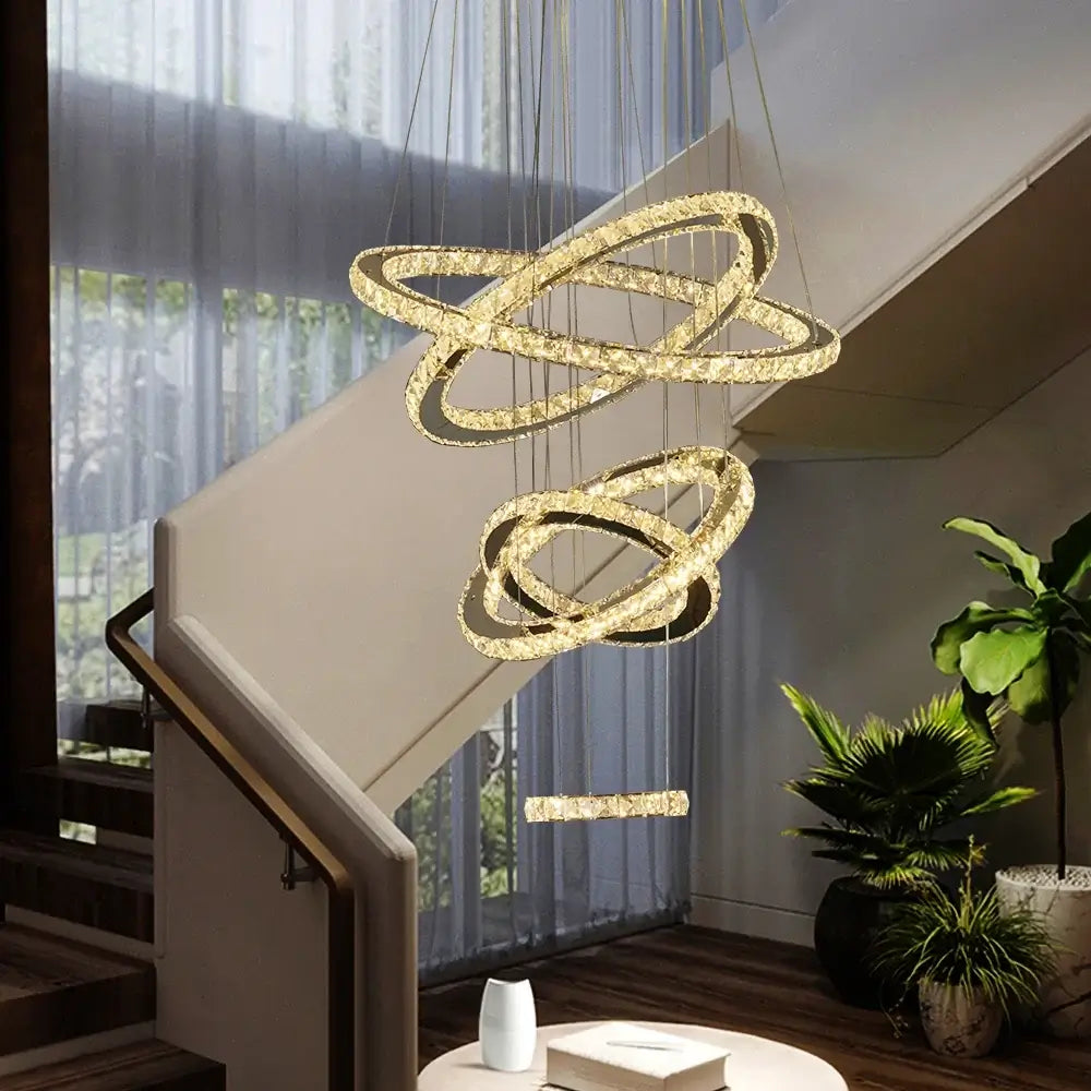 Modern Crystal Ring LED Pendant Chandelier