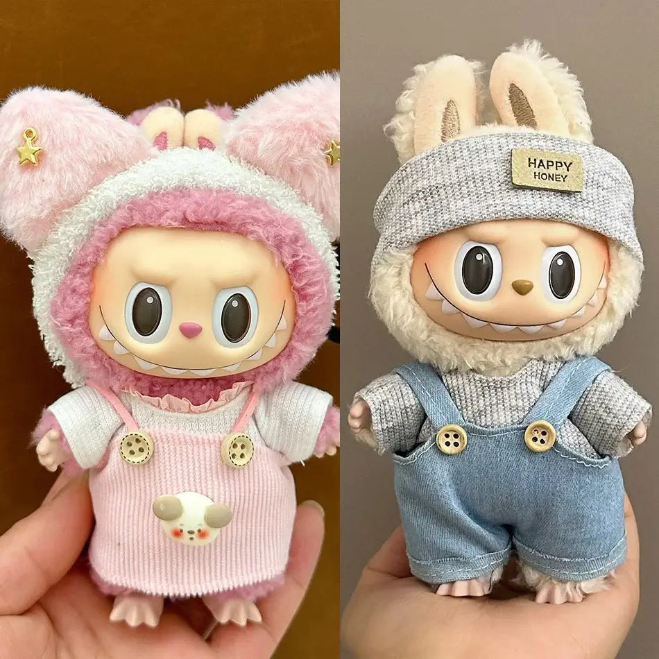 Cute Labubu Doll Outfit Set - Jumpsuit & Plush Hat