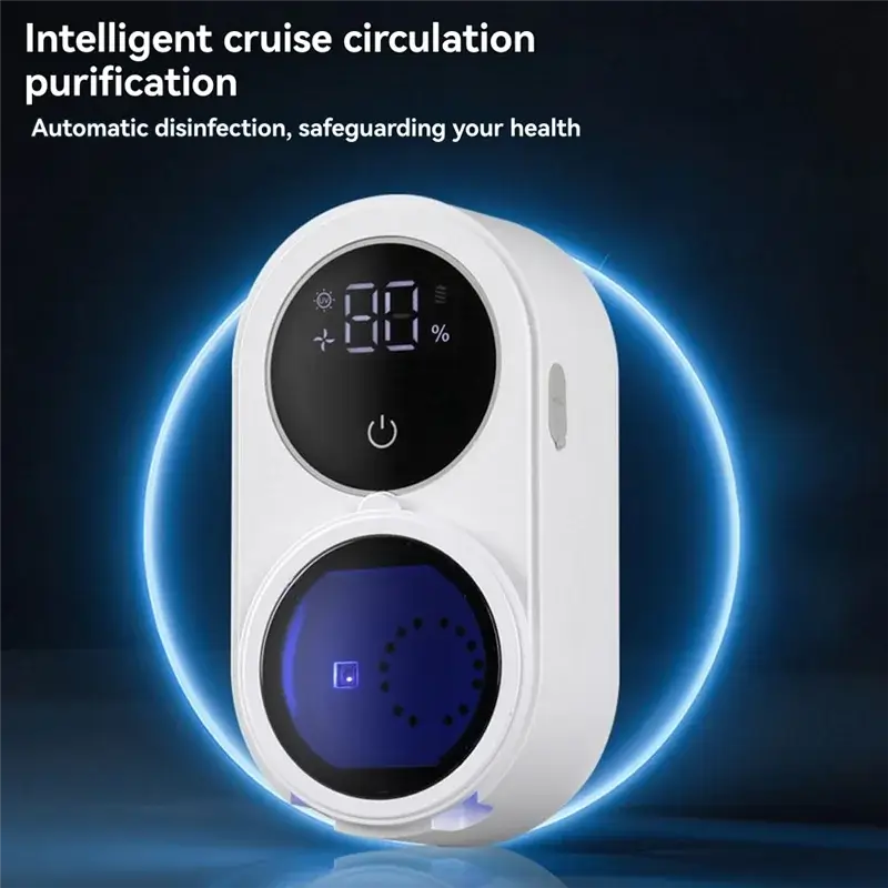 ABLE-Smart Home Toothbrush Holder Cleaner For Bathroom Light Cleaning Fan Drying Automatic Rotating Cover Wall Mounting