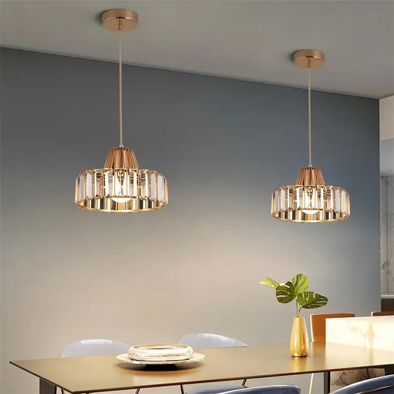 GreeLustr Modern Crystal Pendant Light, Black or Gold