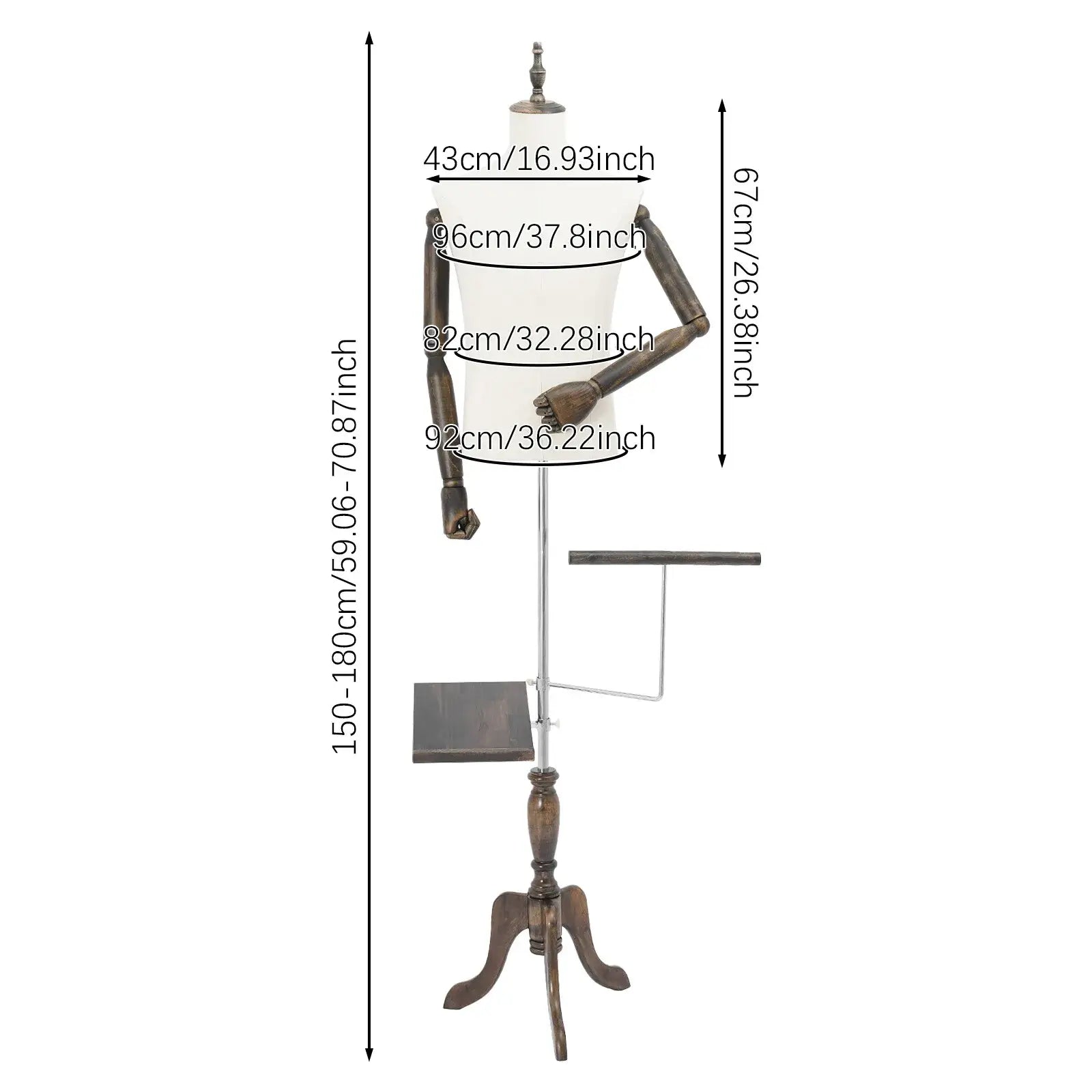 Male Mannequin Dress Half Body Adjustable Height About 150-180cm Male Mannequin