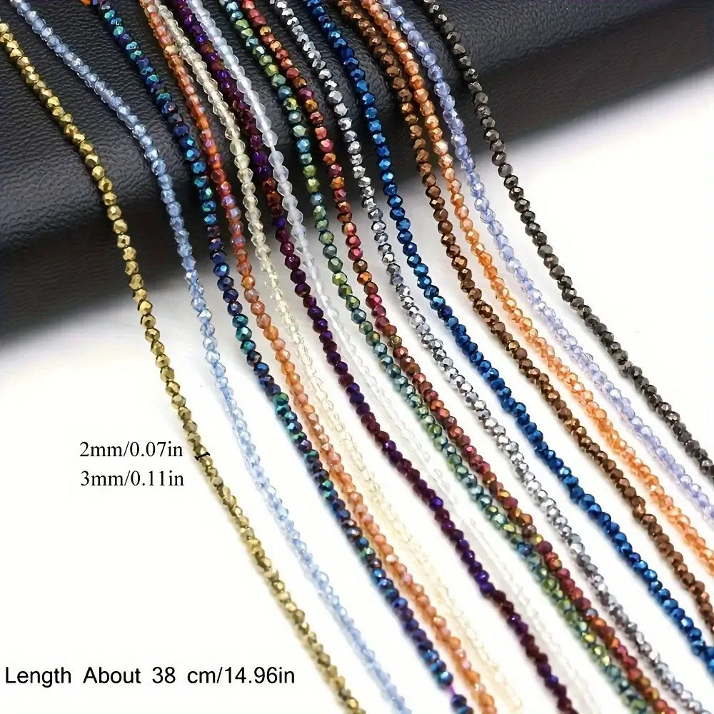 2pcs 2mm/3mm Natural Stone Shiny Beads Gold Color Faceted Spinel for Jewelry Making DIY Necklace Bracelet Accessories