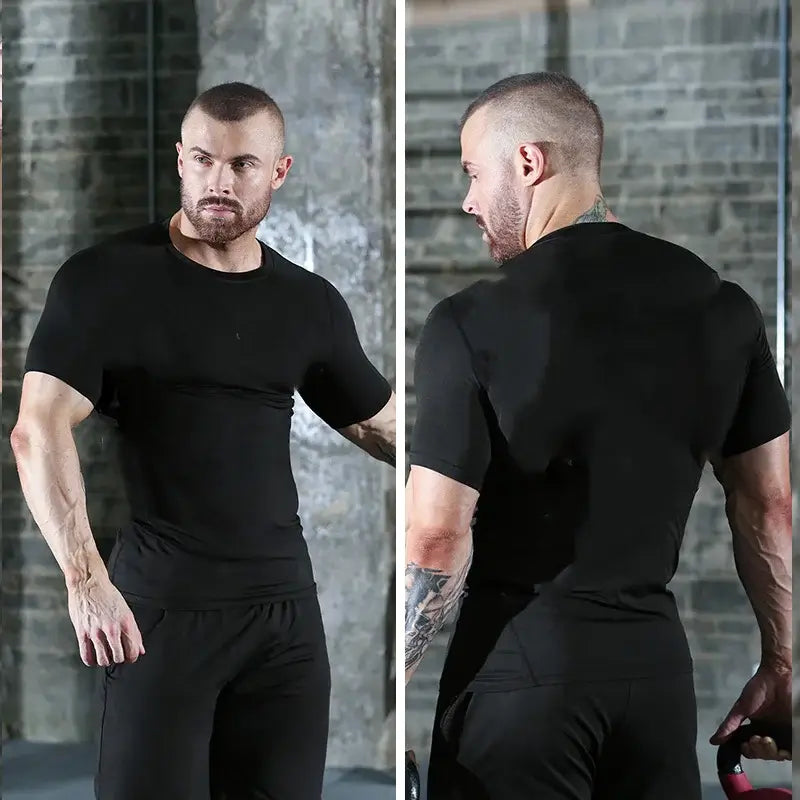 Anime Compression Shirt Men Quick-Dry Running Sports Shirts Fitness