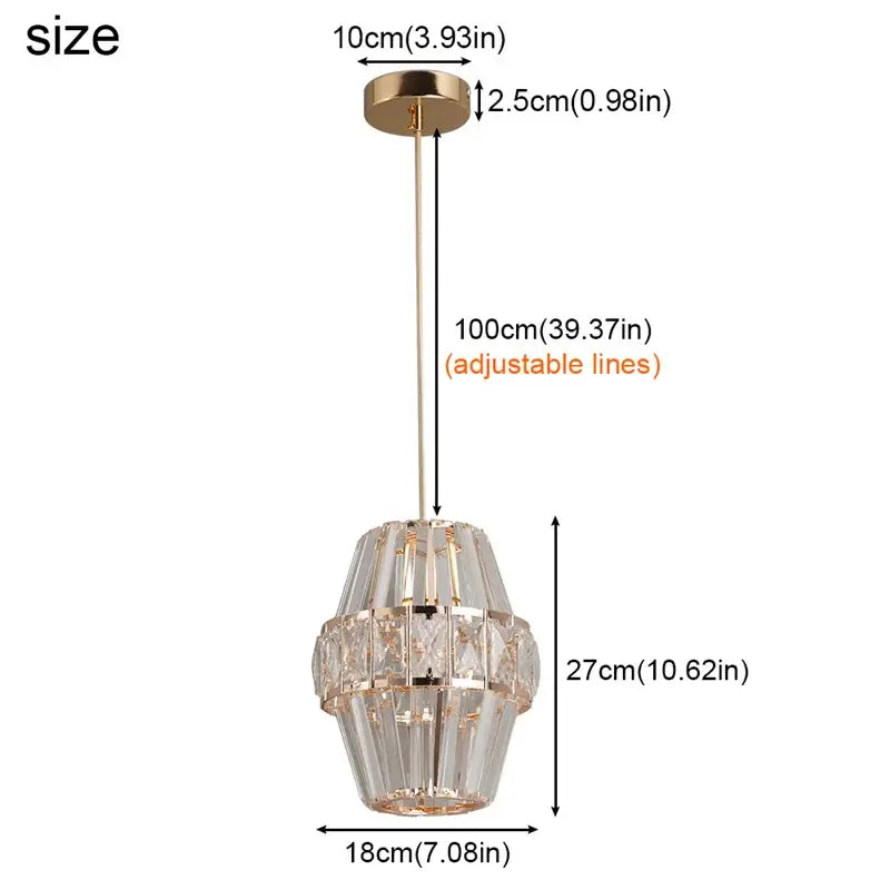 Modern Crystal Pendant Light with Gold-Tone Details