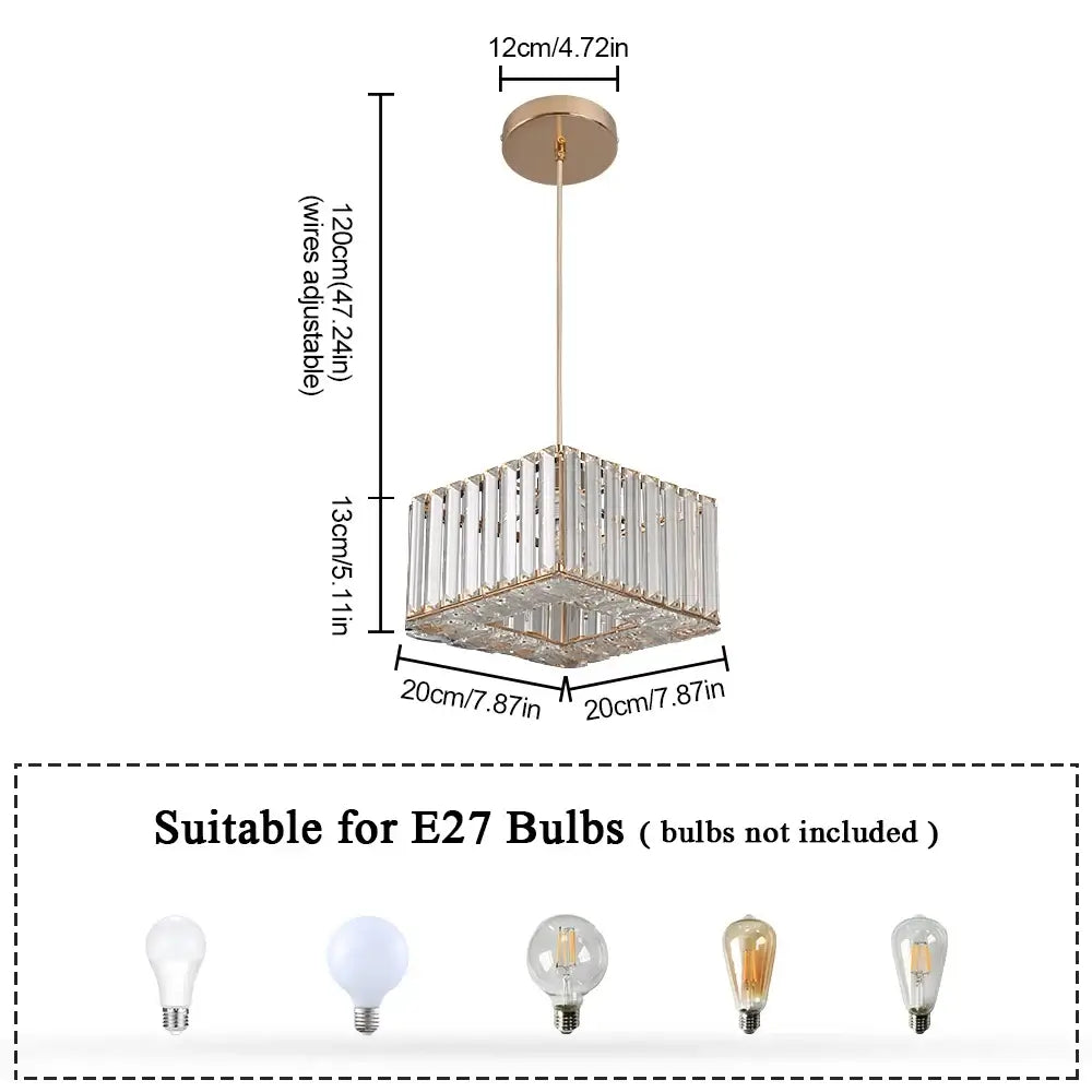 Modern Crystal Ceiling or Pendant Light, Black or Gold