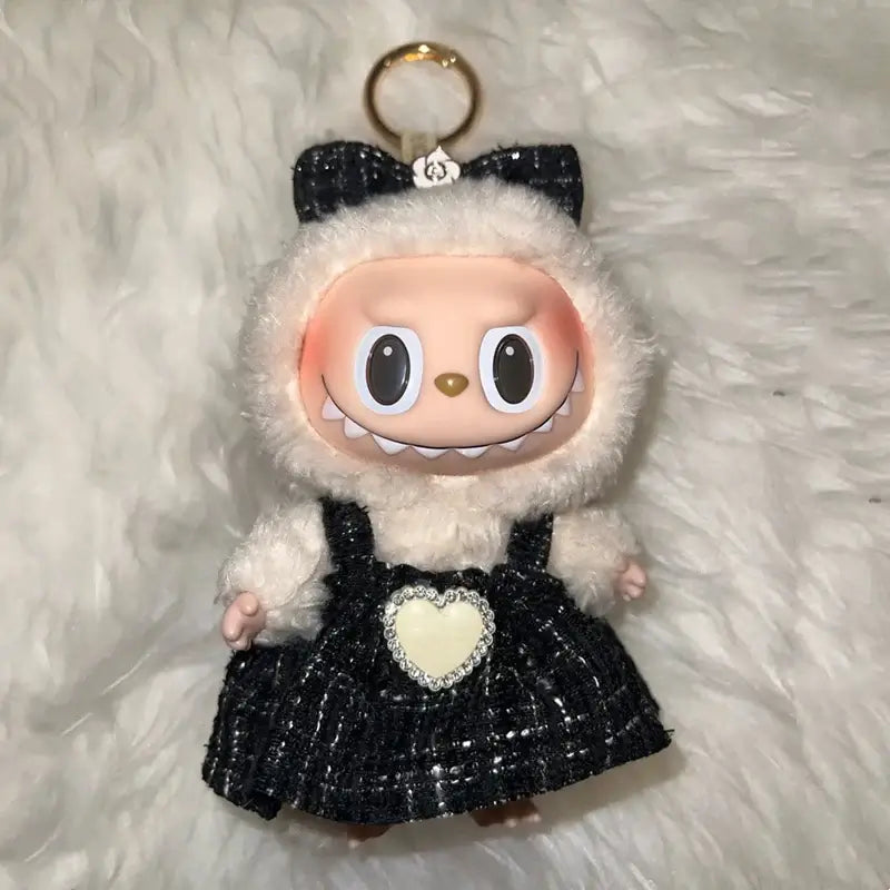 Labubu plush doll skirt set