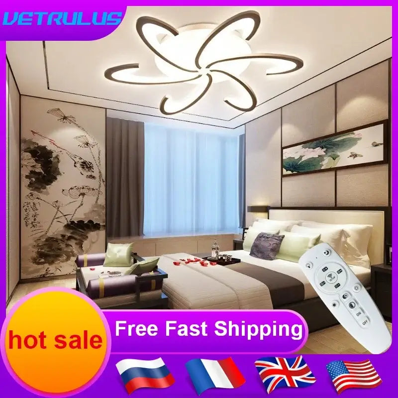 VETRULUS Flower LED Ceiling Light, 6-Leaf Design