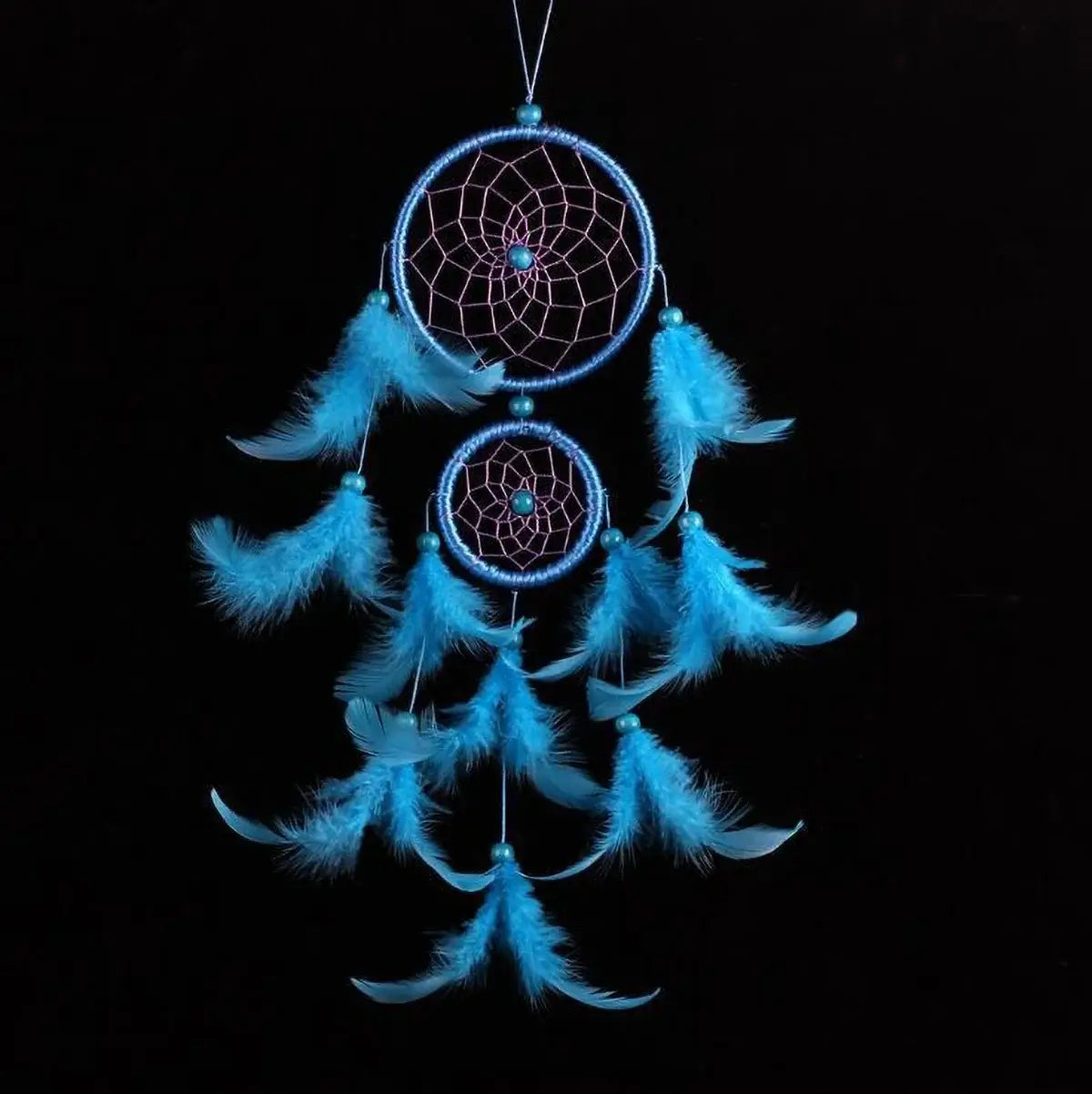 Bridal White Dreamcatcher - Double Ring Feather Pendant, Holiday Wind Chime Decor Gift