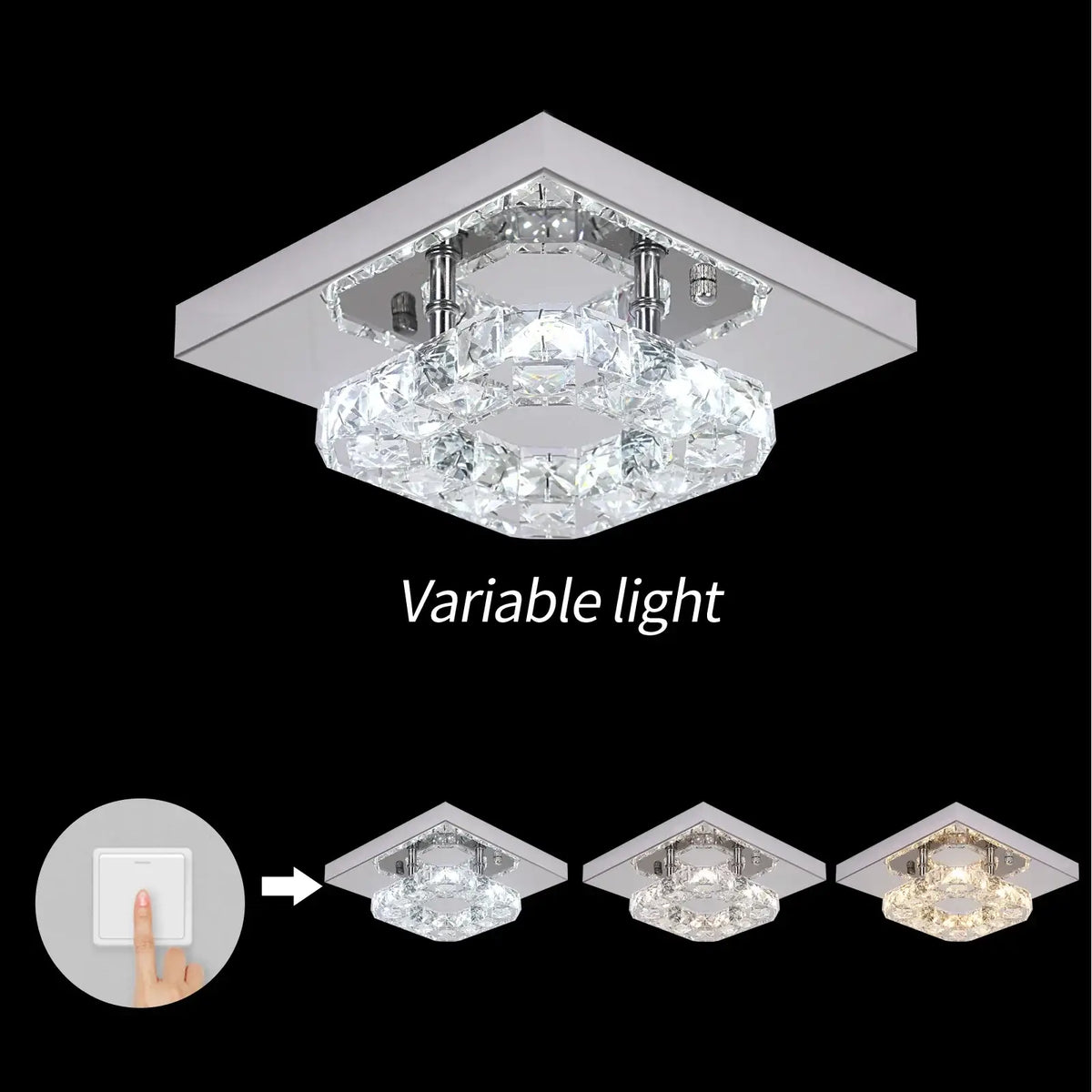 Square Crystal Raindrop LED Ceiling Chandelier