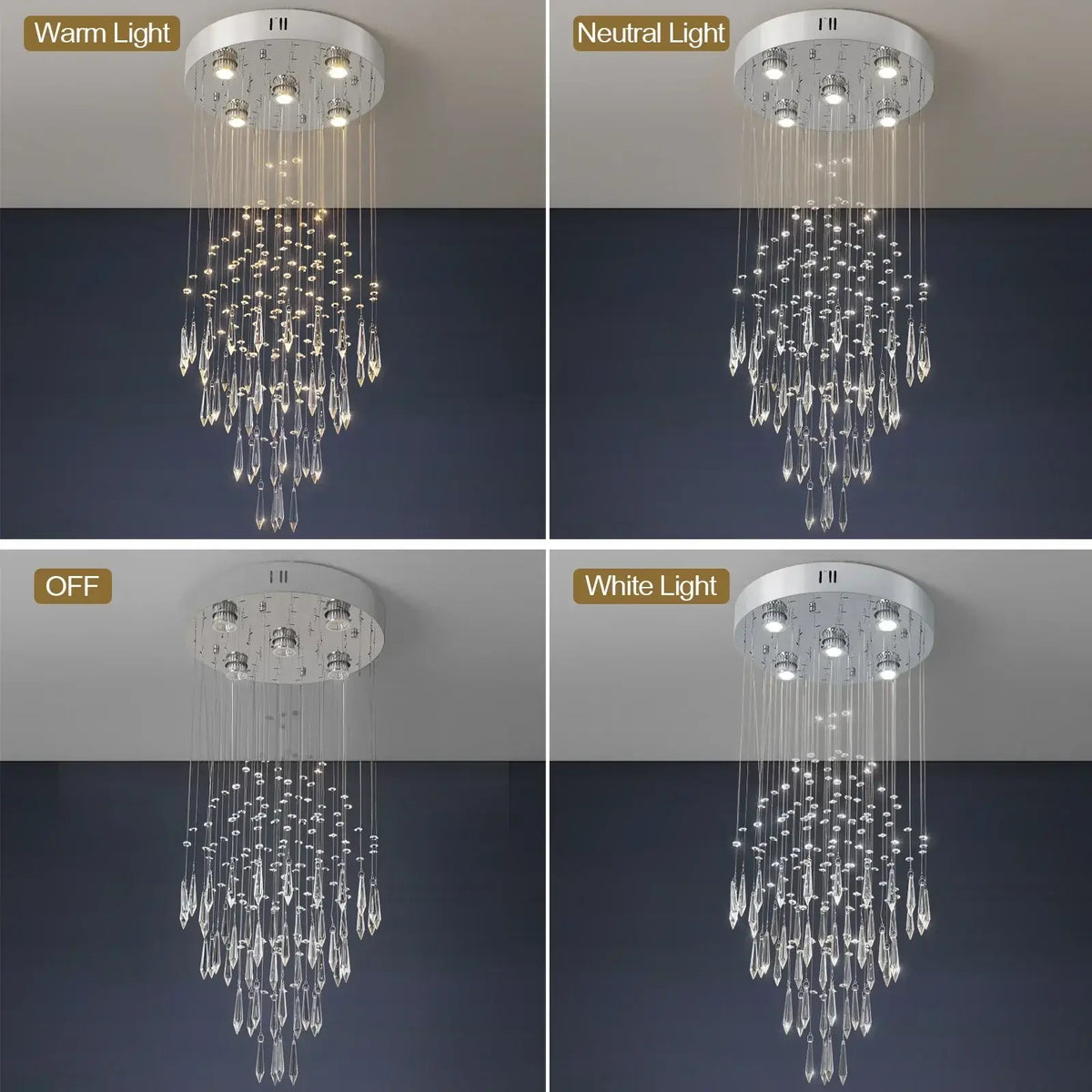 VETRULUS Raindrop Crystal LED Chandelier, Selectable Sizes