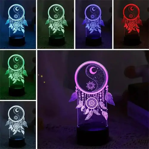 1pc Dream catcher 3D Night Light, 3D Optical Illusion Lamp With