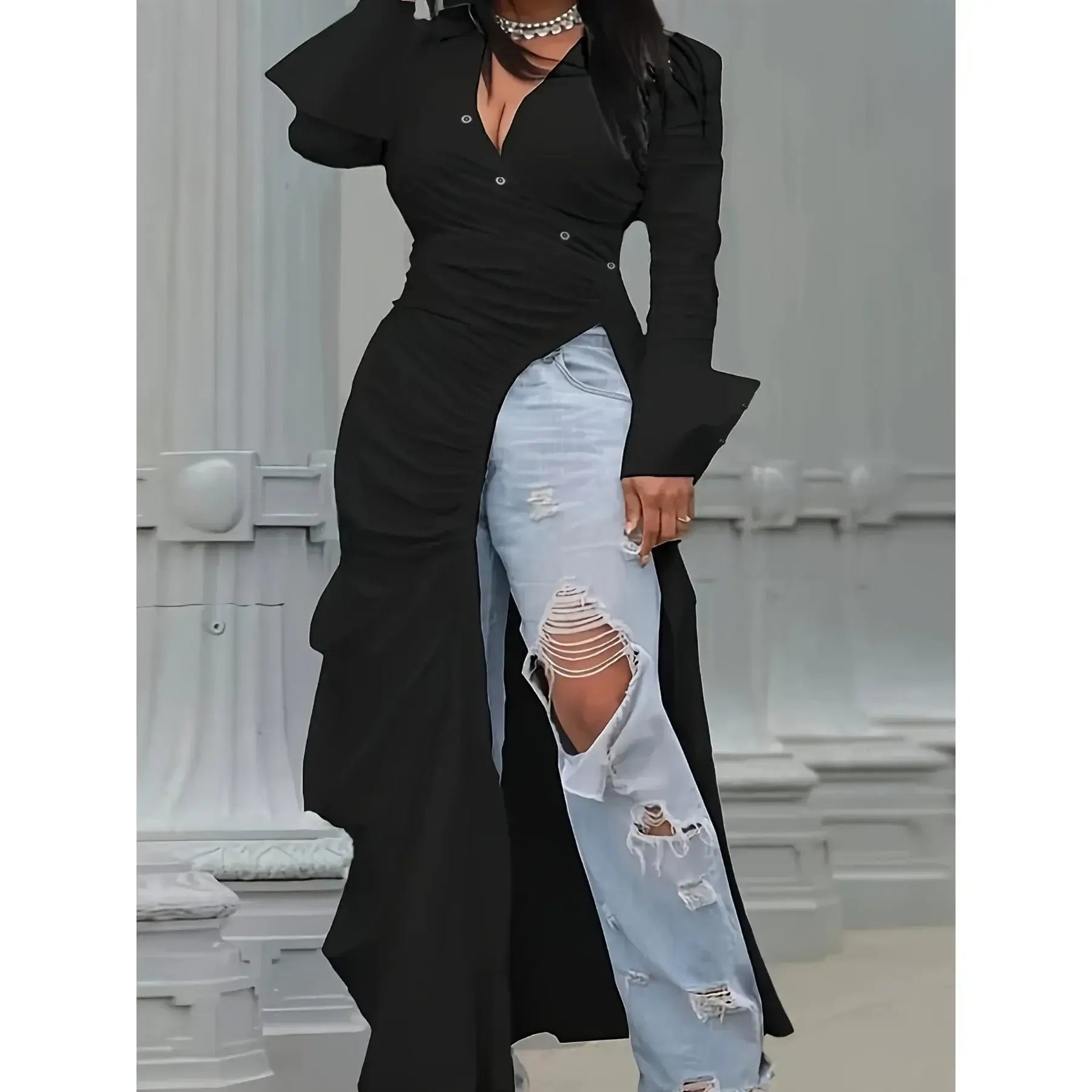 Club Wear Sexy V Neck Oversized Dress