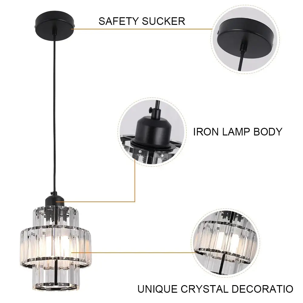 VETRULUS Crystal Pendant Light, Black or Gold