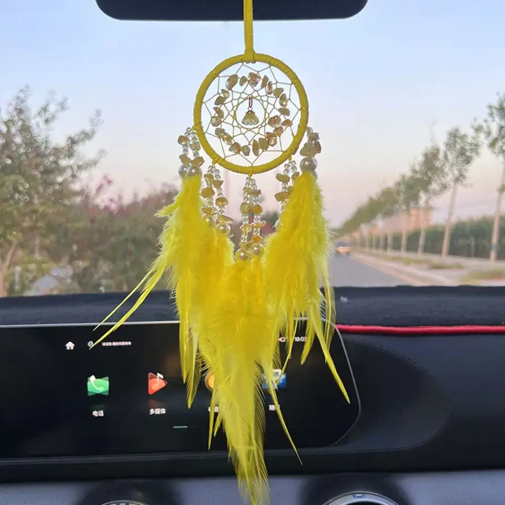 Dream Catcher Car Pendant for Girls Feather Mirror Hanging Pendant Home Decor Lucky Car Ornament Interior Accessories Crystal