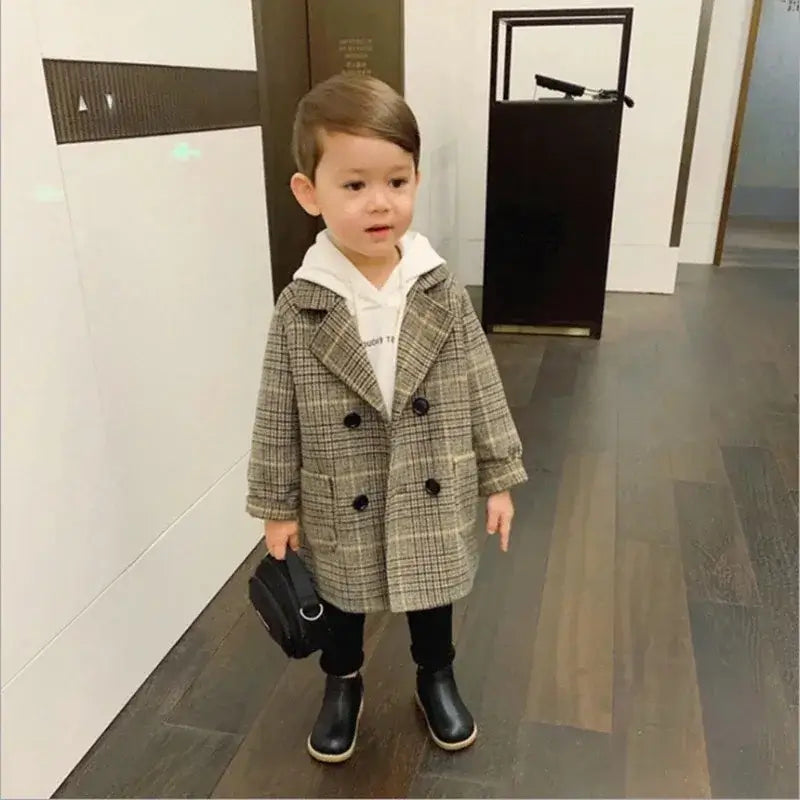 Kids’ Double-Breasted Lapel Coat