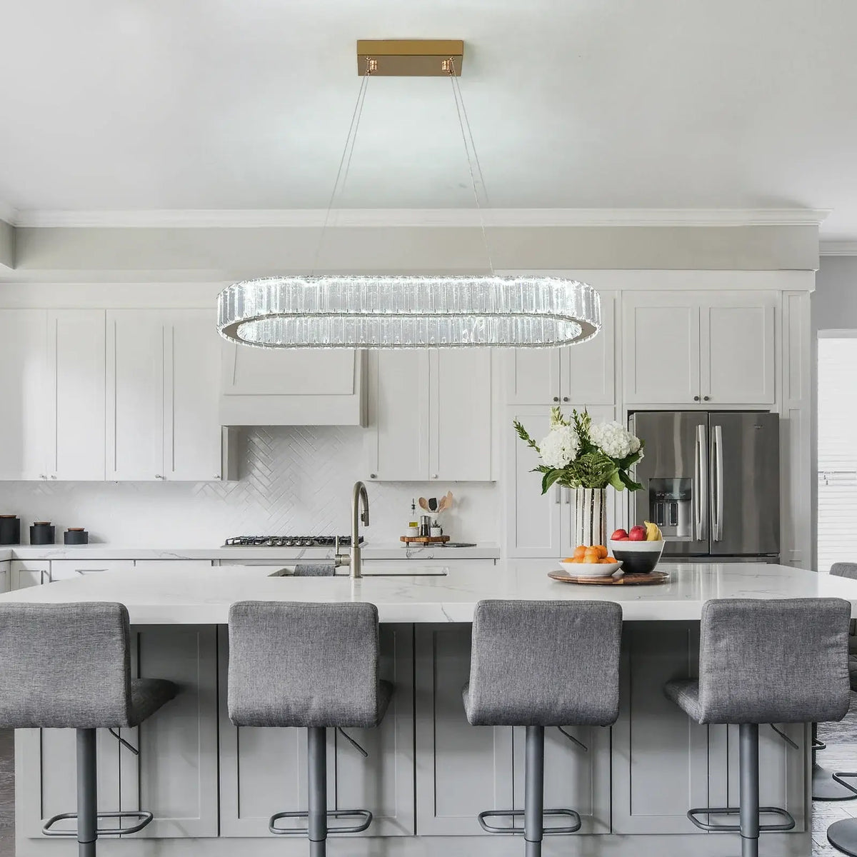 Modern Oval Crystal LED Pendant Chandelier