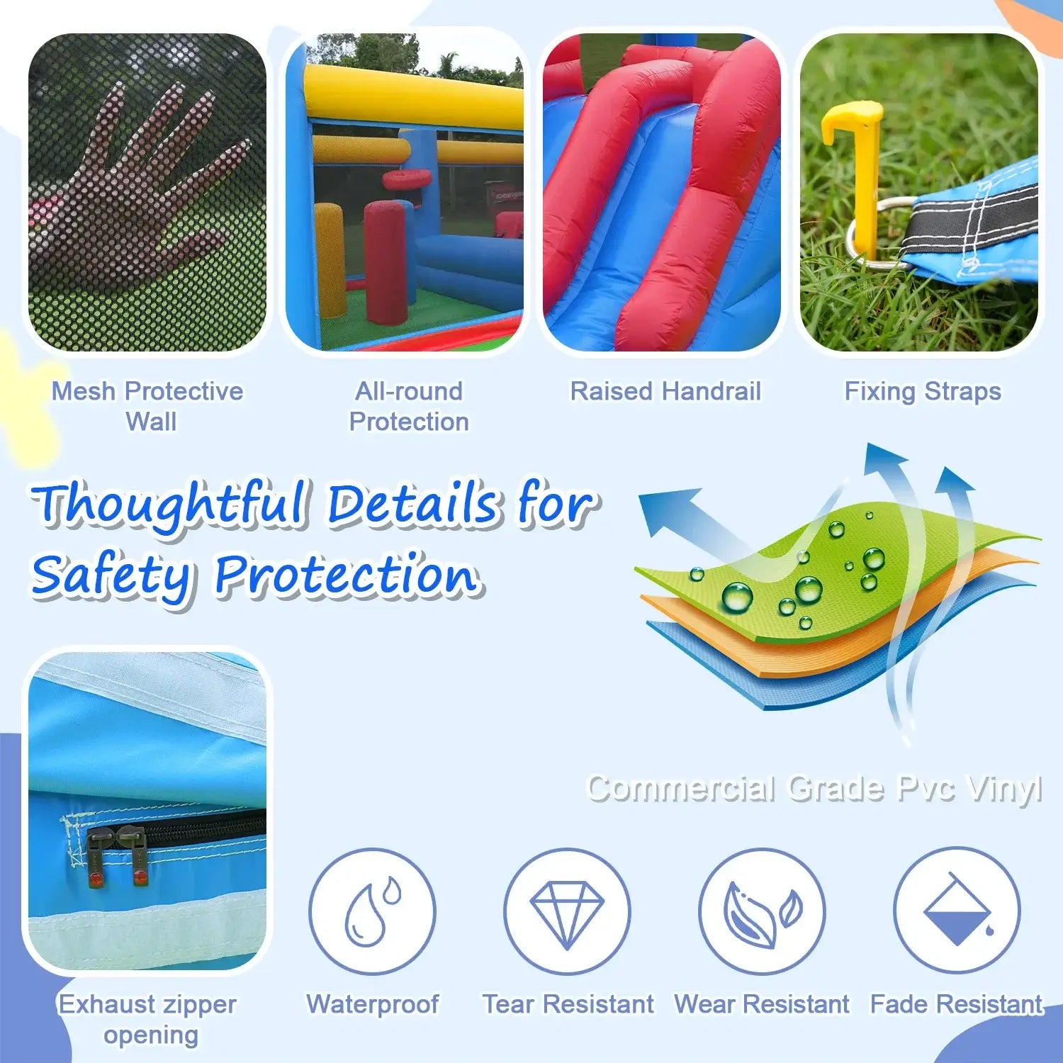 Inflatable Macaroon PVC Water Sildes Ball Pool for Children Jungle Gym Water Play Equipment With 1100W Air Blower