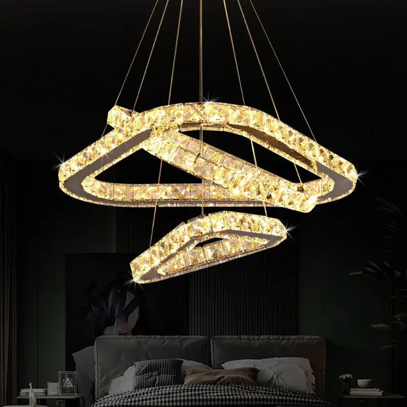 Modern Geometric Crystal LED Pendant Chandelier