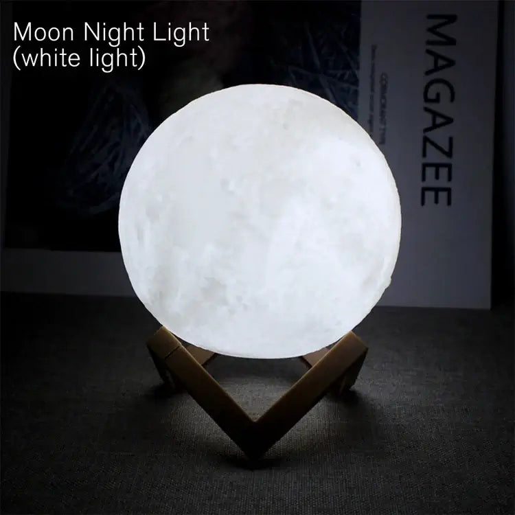 Battery-Powered LED Moon Night Light with Stand
