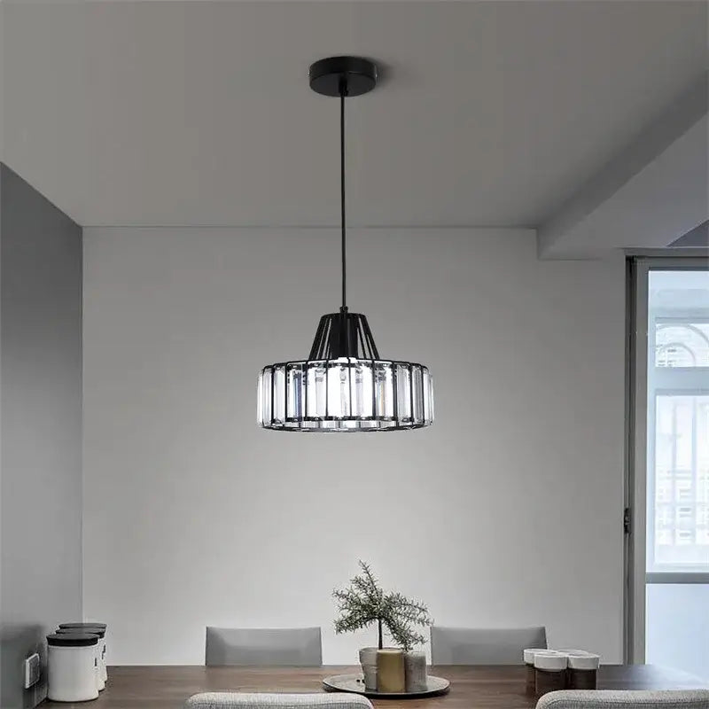 GreeLustr Modern Crystal Pendant Light, Black or Gold