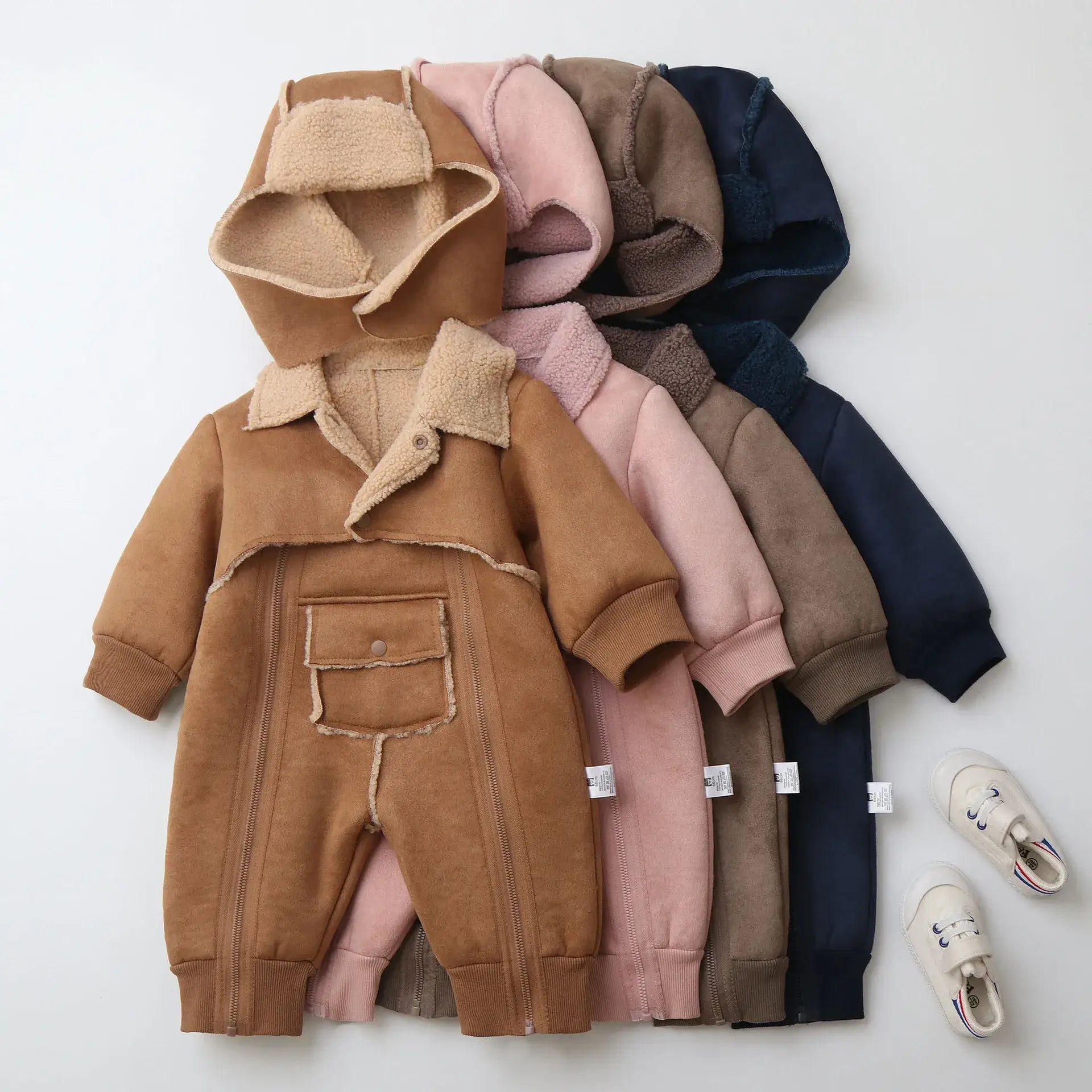 winter baby jumpsuits with fur lining