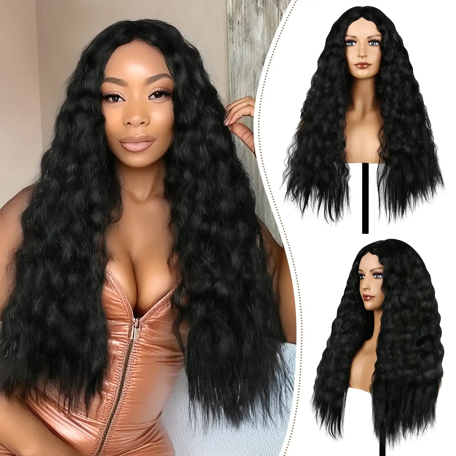 Long Loose Curly Wigs Synthetic Wigs Curly Wavy Full Head Halloween Wigs for Photography Stage Movie Hair MIAO-US