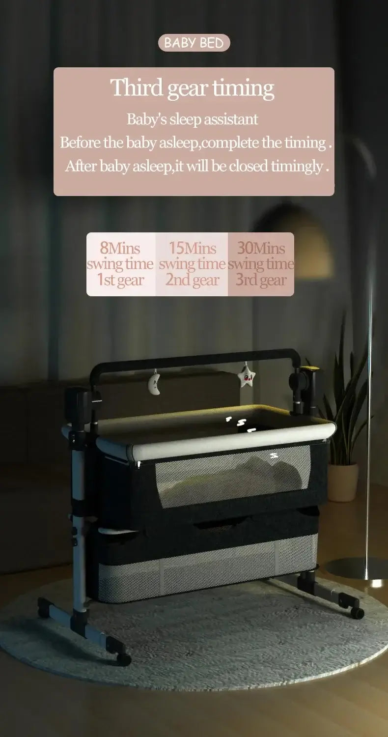 Electric Baby Bed Baby Crib Bluetooth Luxury Portable Baby Easy to Clean Travel Bed with Mattress Cradle for Newborns Infant Cot