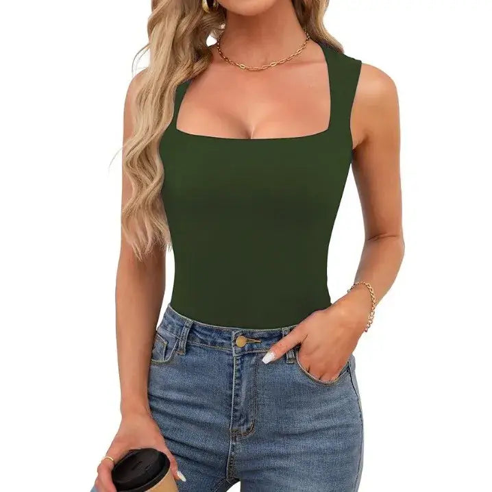 Slim Fit Square Collar Sleeveless Vest for Women Stylish Trendy Base Layer Top Fashionable Casual Wear Versatile Comfortable