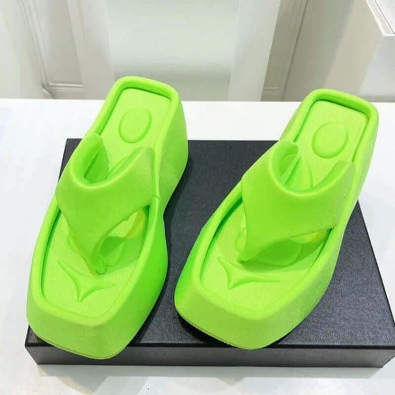 Luxury Platform Square Toe Slippers