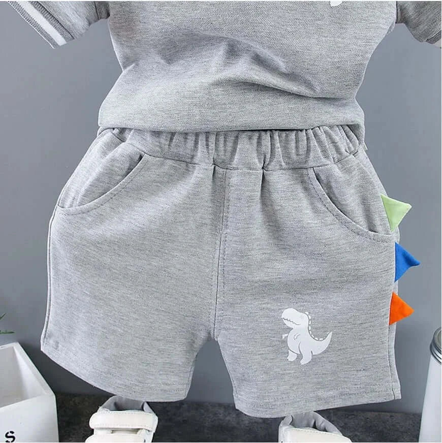Infant Baby Boy Summer Dinosaur Polo Shirt & Shorts Set