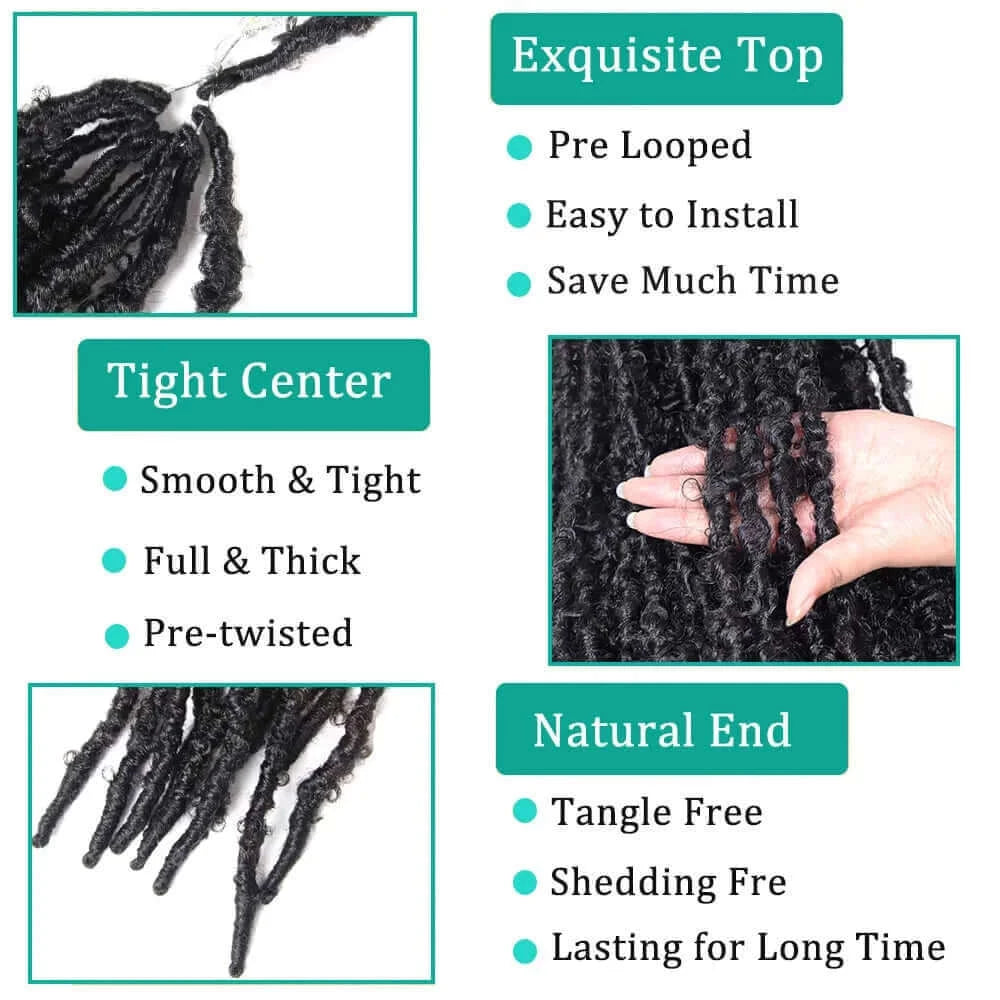 18 24 36 Inch Butterfly Locs Crochet Hair Extensions Synthetic