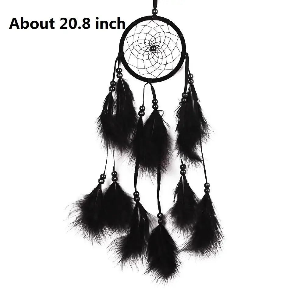 Dream Catcher Wind Chimes Art Chimes Home Craft Dreamcatcher Ornament Hanging Bedroom Decoration Gift Black Indian Feather