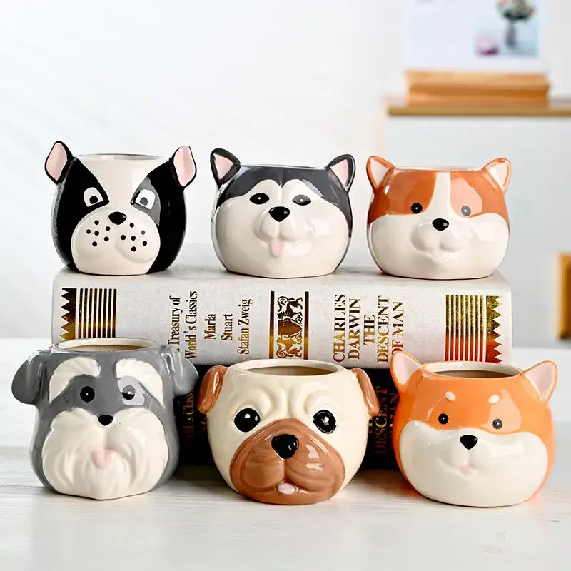 cute puppy succulent planter