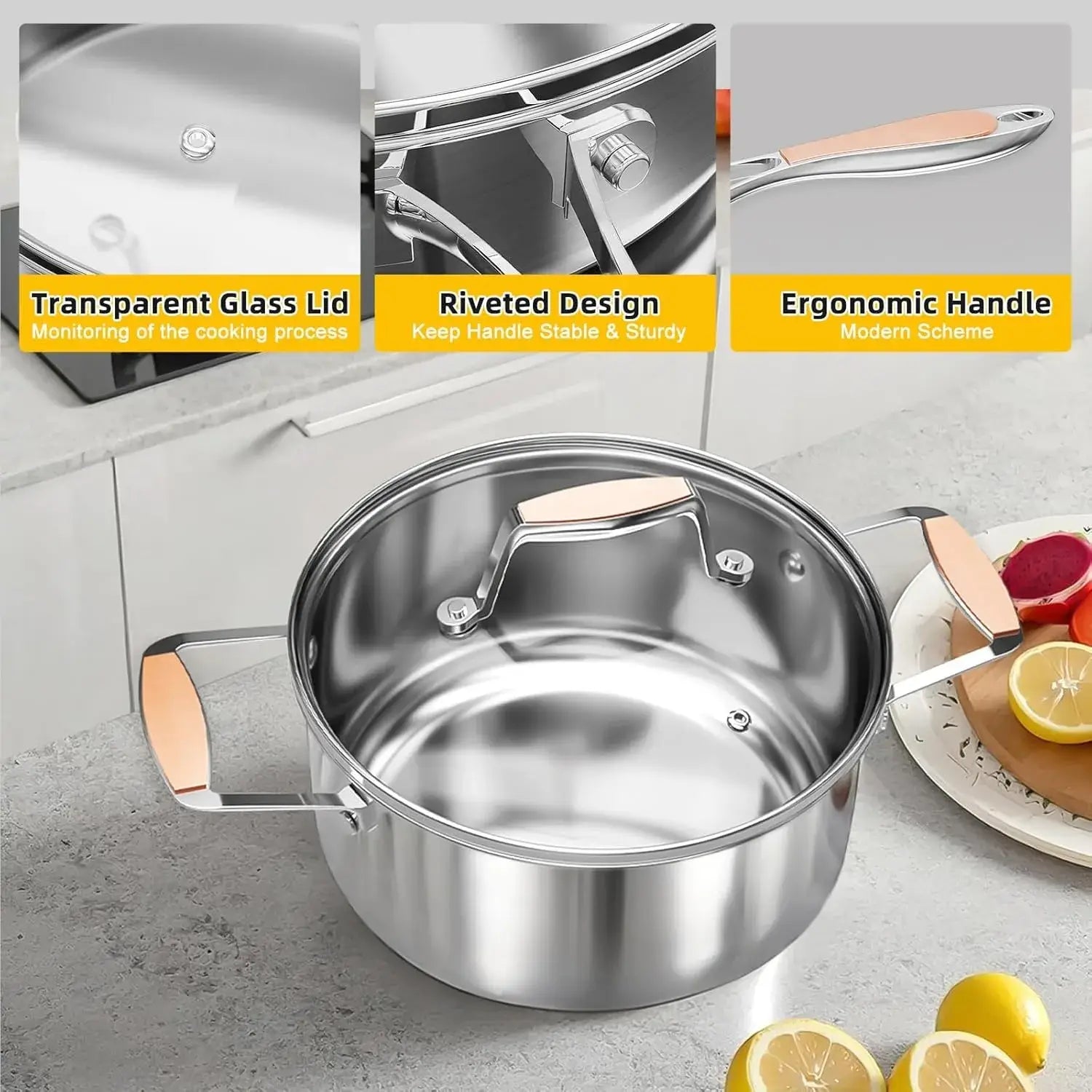 Stainless Steel Cookware Set - 10 Piece Induction Ready