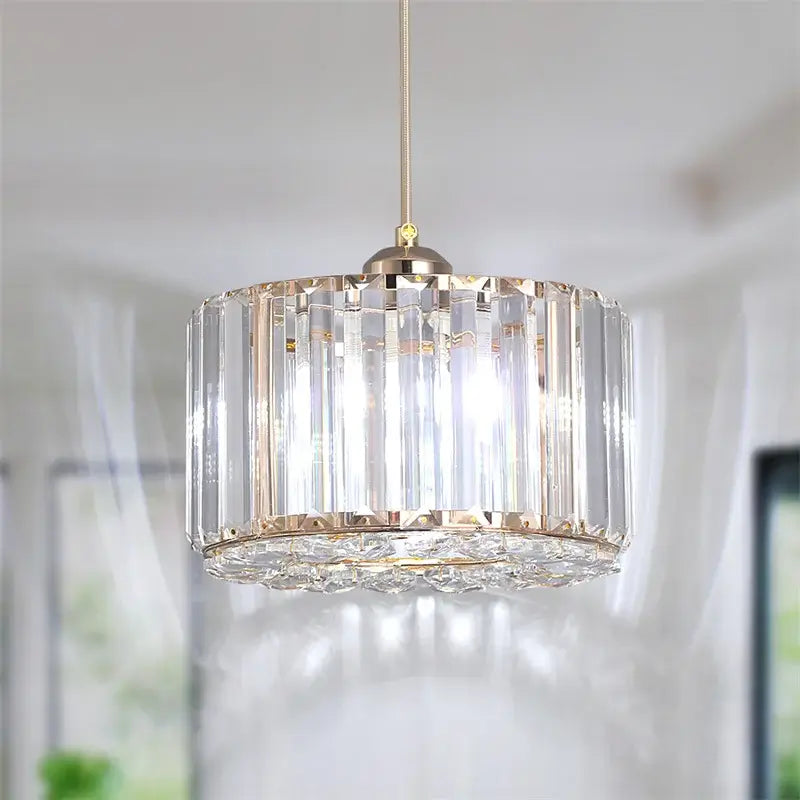 GreeLustr Modern Crystal Pendant Light, Black or Gold