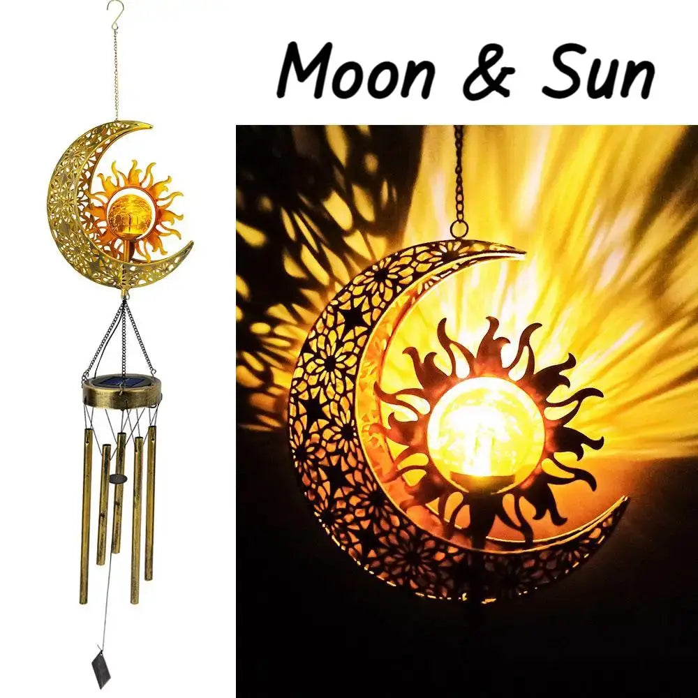 Glowing Crackle Glass Solar Wind Chimes Waterproof LED Outdoor Wind Bells Unique Garden Decorative Gifts