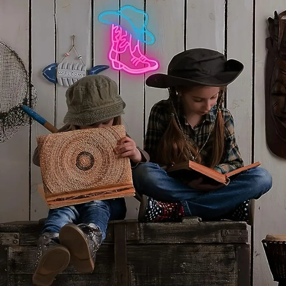 Cowboy Boots and Hats Neon Sign LED Western Aesthetic Mural USB Powered Bedroom Party Bar Wedding Christmas Birthday Gift