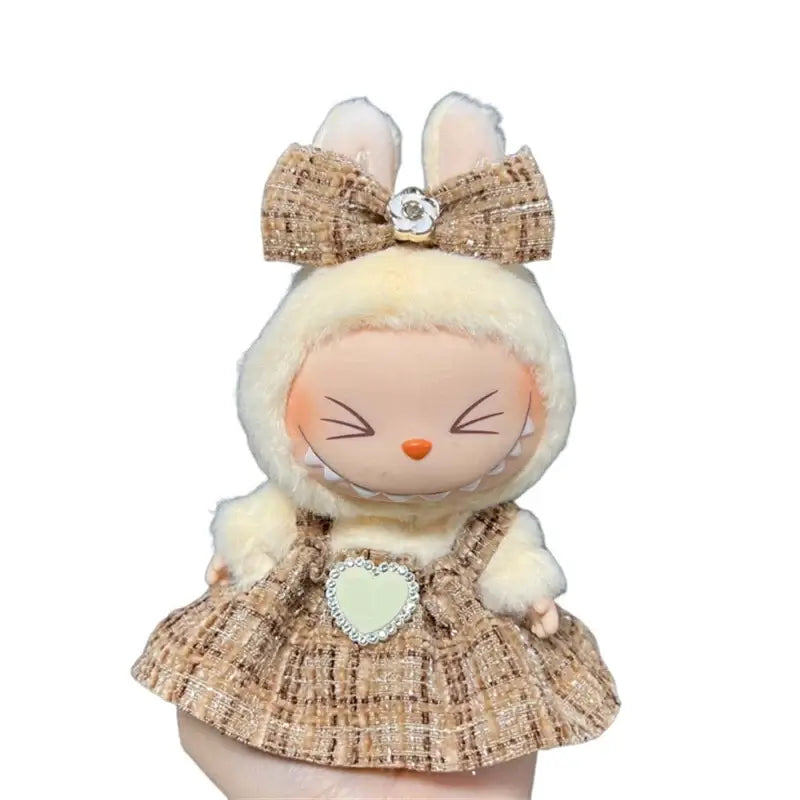 Labubu plush doll skirt set