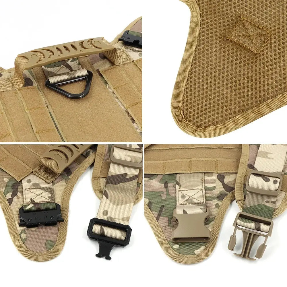 Tactical Dog Harness Leash Set for Large Dogs Military Harnesses for Training Walking Hunting Pet Vest Handle No Pull Malinois