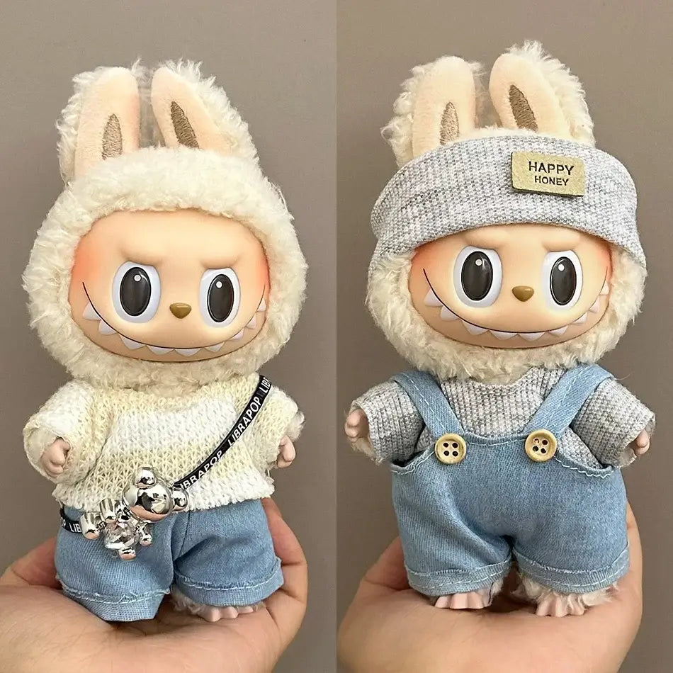 Cute Labubu Doll Outfit Set - Jumpsuit & Plush Hat